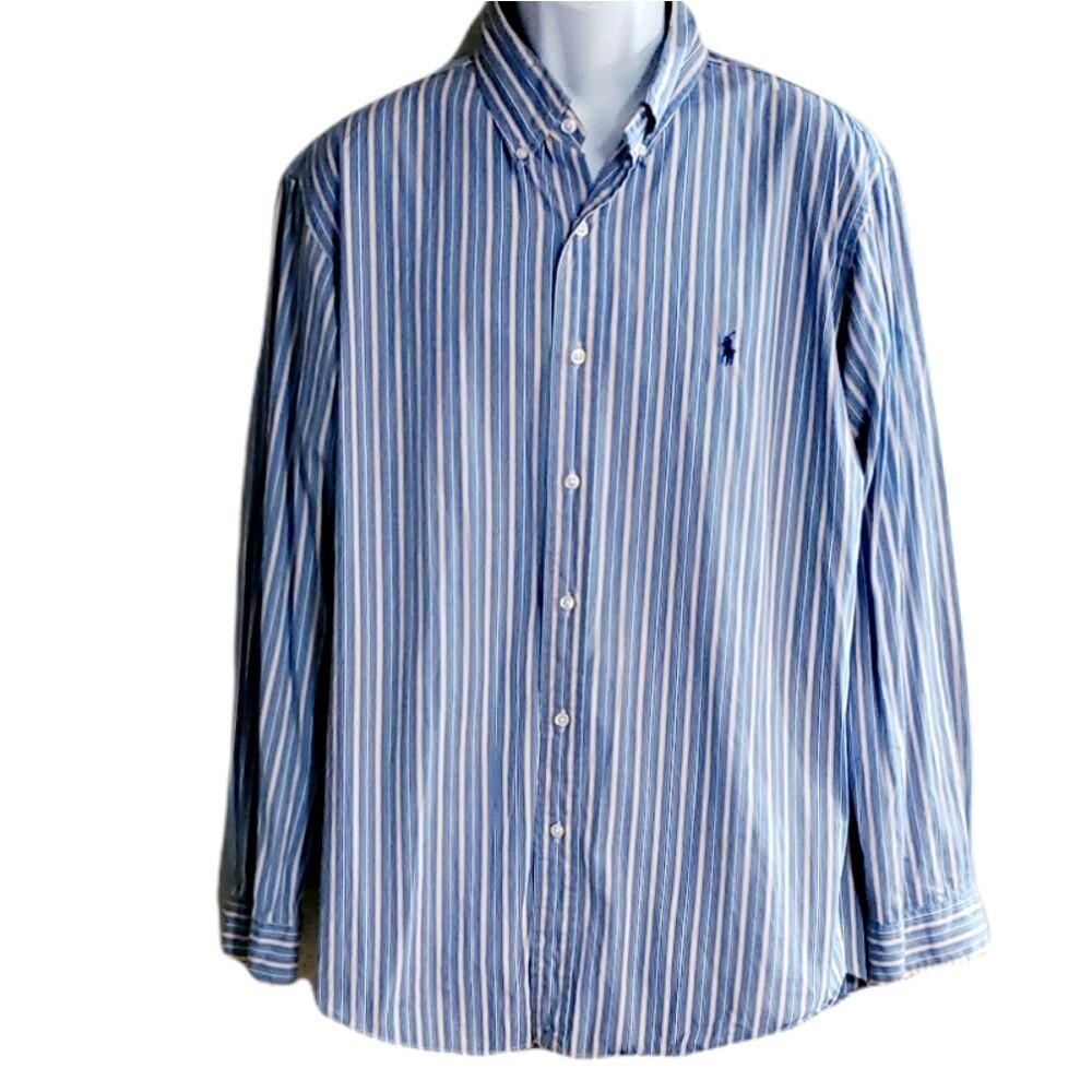 Polo Ralph Lauren Dressy Blue Yellow Vertical Multistriped longsleeve Buttondown